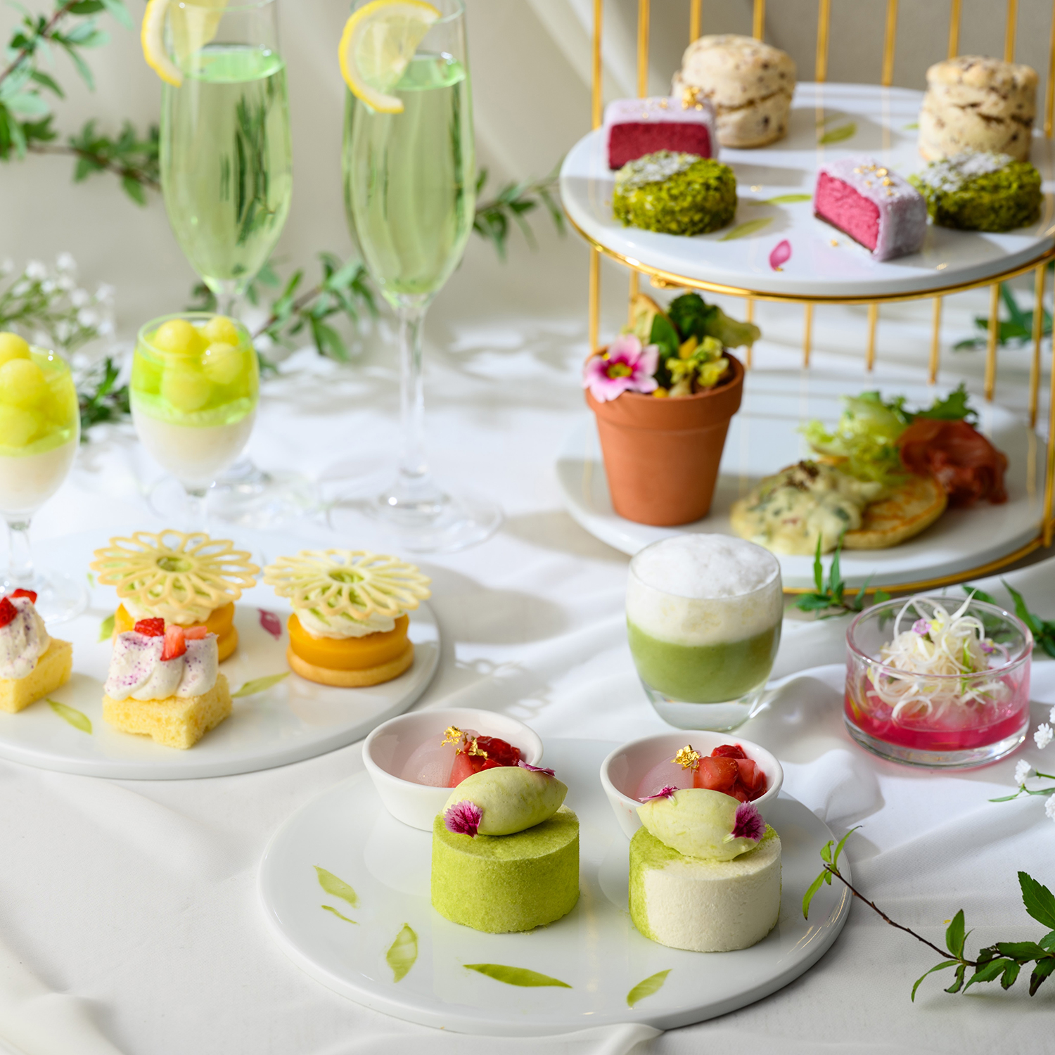 金沢東急ホテル　ラウンジ「マレ・ドール」　アフタヌーンティー「金澤」～春味～ 新緑と春の芽吹き